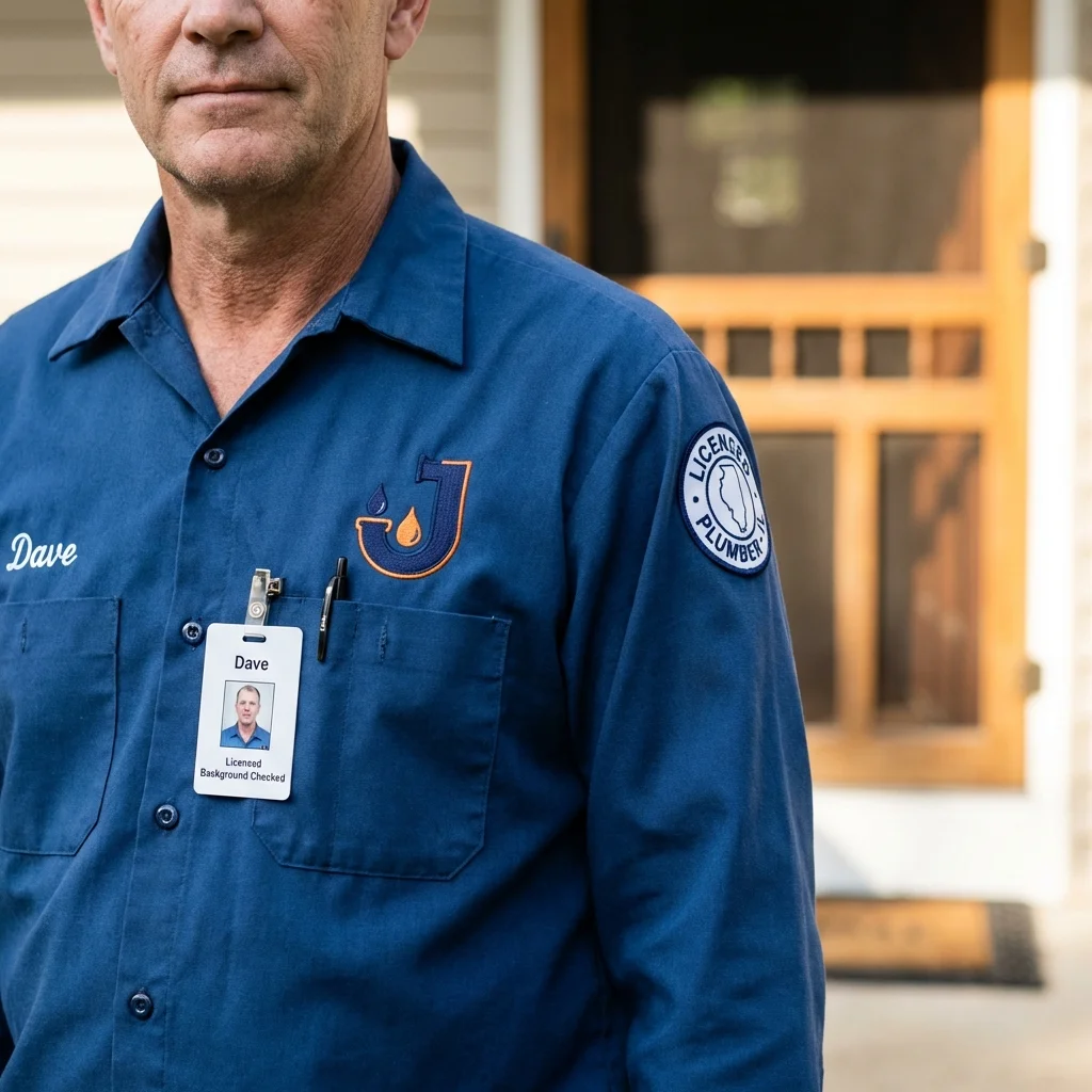 Licensed plumber showing ID badge in Oxford, GA