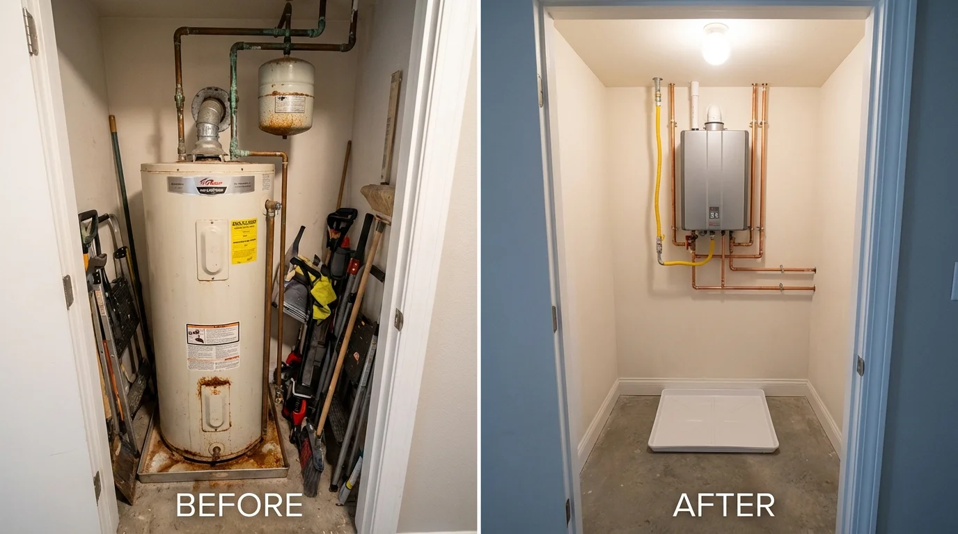 Tank water heater versus wall-mounted tankless unit comparison for Oxford, GA homeowners